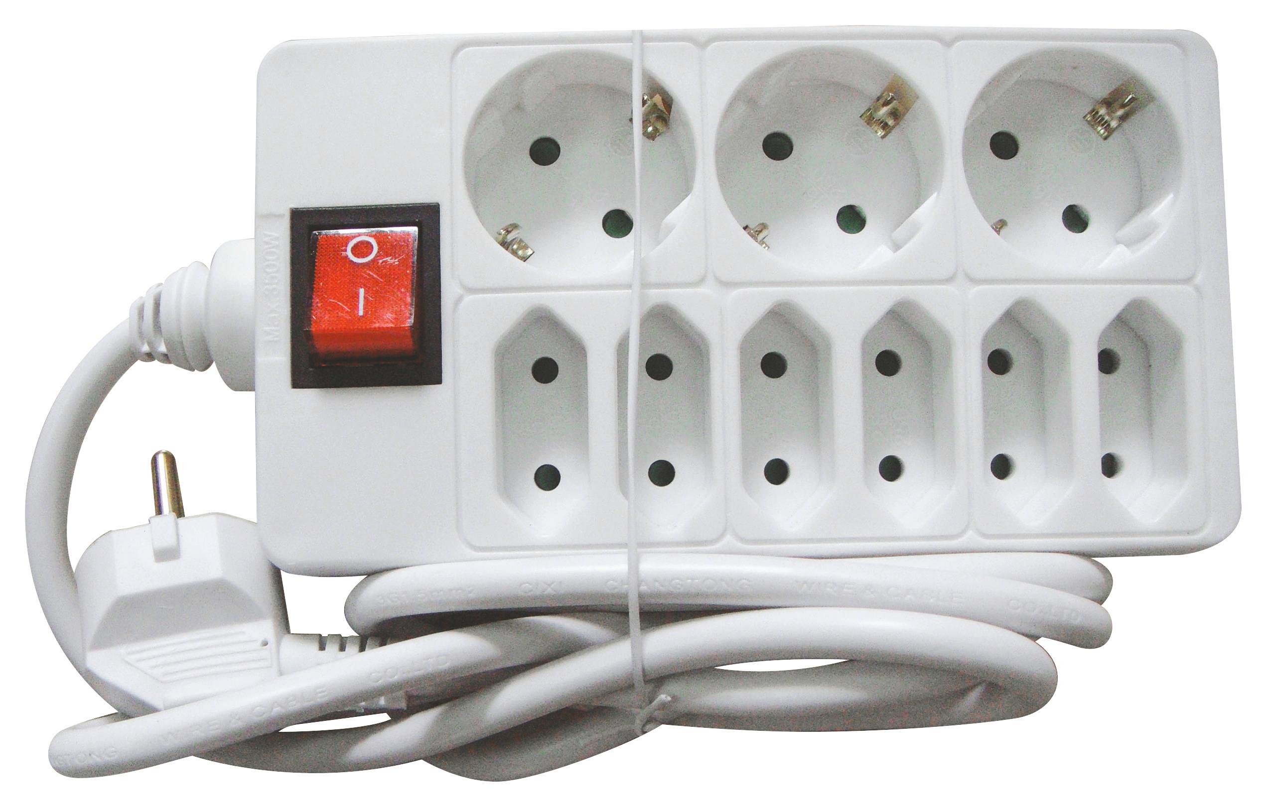 Steckdosenleiste 9-fach 150 M Weiß Mit Schalter