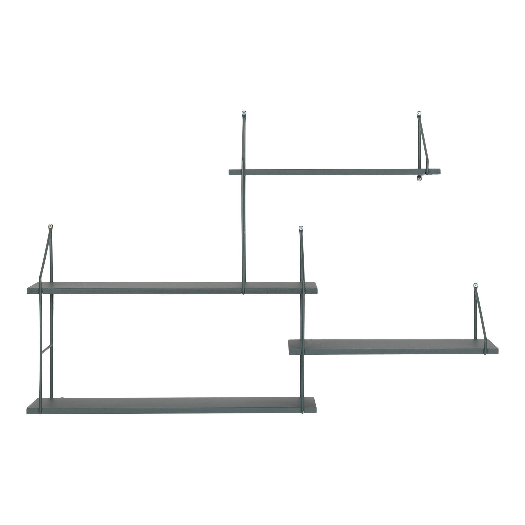 Dekowandregal Harlem Grün B: 99 cm - Grün, Basics, Holz/Metall (99/62/17,5cm)