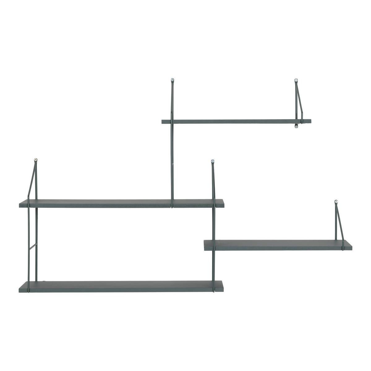 Dekowandregal Harlem Grün B: 99 cm - Grün, Basics, Holz/Metall (99/62/17,5cm)