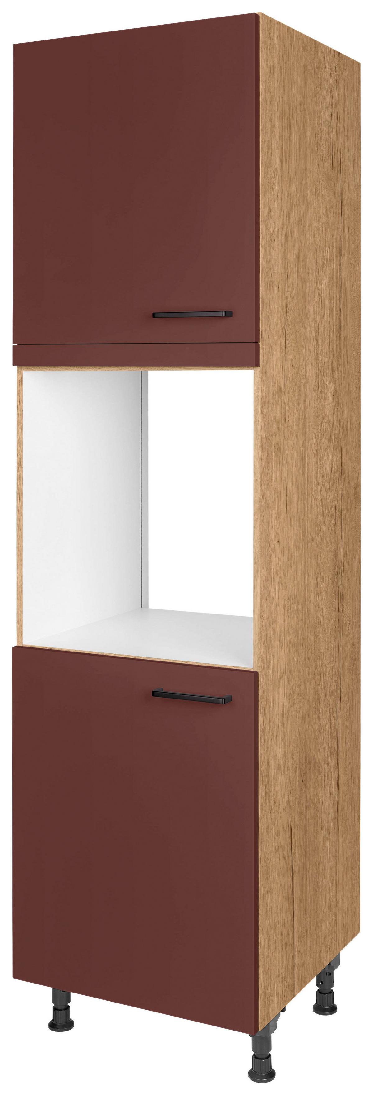 Geräteumbauschrank Easytouch - Eichefarben/Rot, MODERN, Holzwerkstoff (60/216,6/58cm) - Nobilia