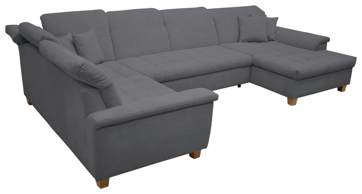 Wohnlandschaft Franzi Kopfteil Verstellbar Dunkelgrau - Eichefarben/Dunkelgrau, KONVENTIONELL, Textil (214/352/170cm) - MID.YOU