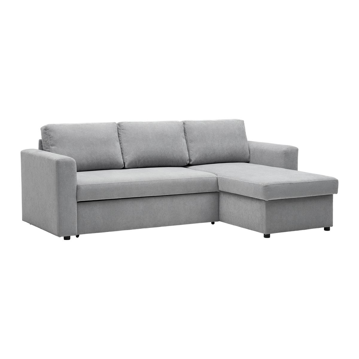 Rohová sedačka VIKTOR, oboustranná, světle šedý velur - šedá/černá, Moderní, textil/plast (230/86/156cm) - Based