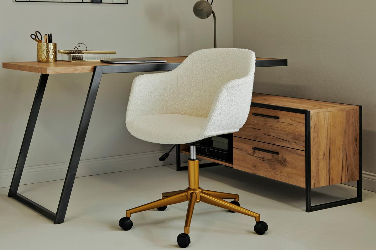 Drehstuhl Shell Worx - Goldfarben, MODERN, Kunststoff/Textil (56,5/59/78-87cm) - Livetastic