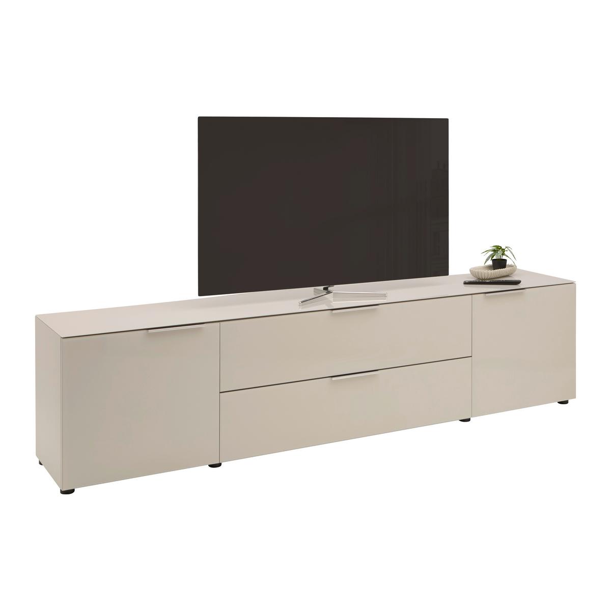 TV komoda SIENA sklo, kašmír - čierna/kašmírová, Modern, kov/kompozitné drevo (226/55/40cm) - Premium Living
