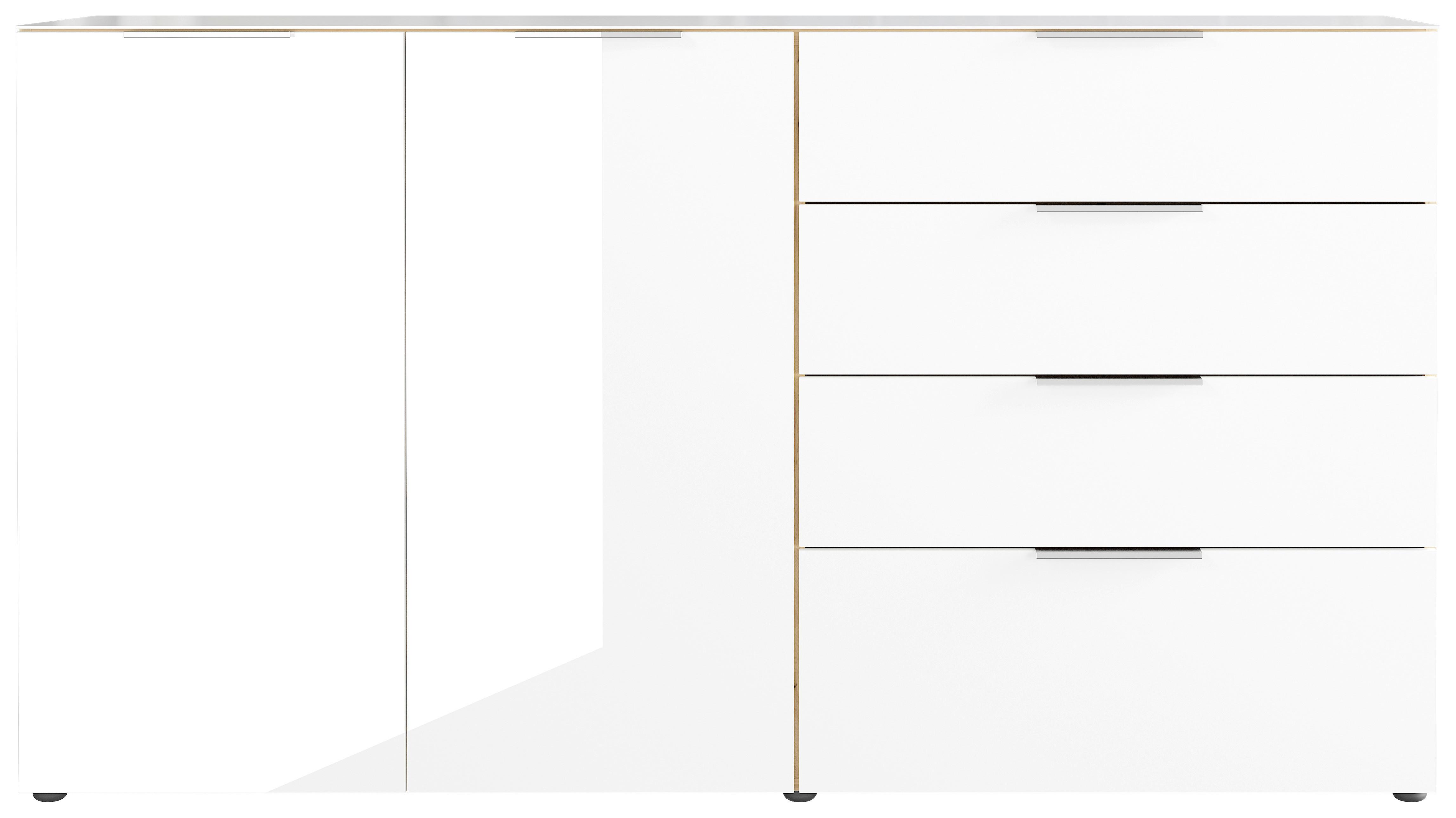 Sideboard mit Glasfronten B: 184 cm GW-Oakland, Weiß - Eichefarben/Schwarz, KONVENTIONELL, Glas/Holzwerkstoff (184/102/42cm) - Germania