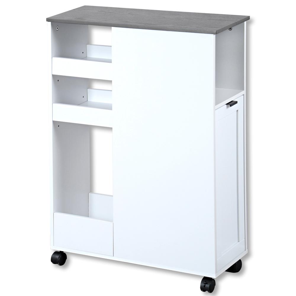 Eckregal mit Rollen + Eimer B: 25 cm Weiß - Weiß, MODERN, Holzwerkstoff (60/25/86cm) - Kesper