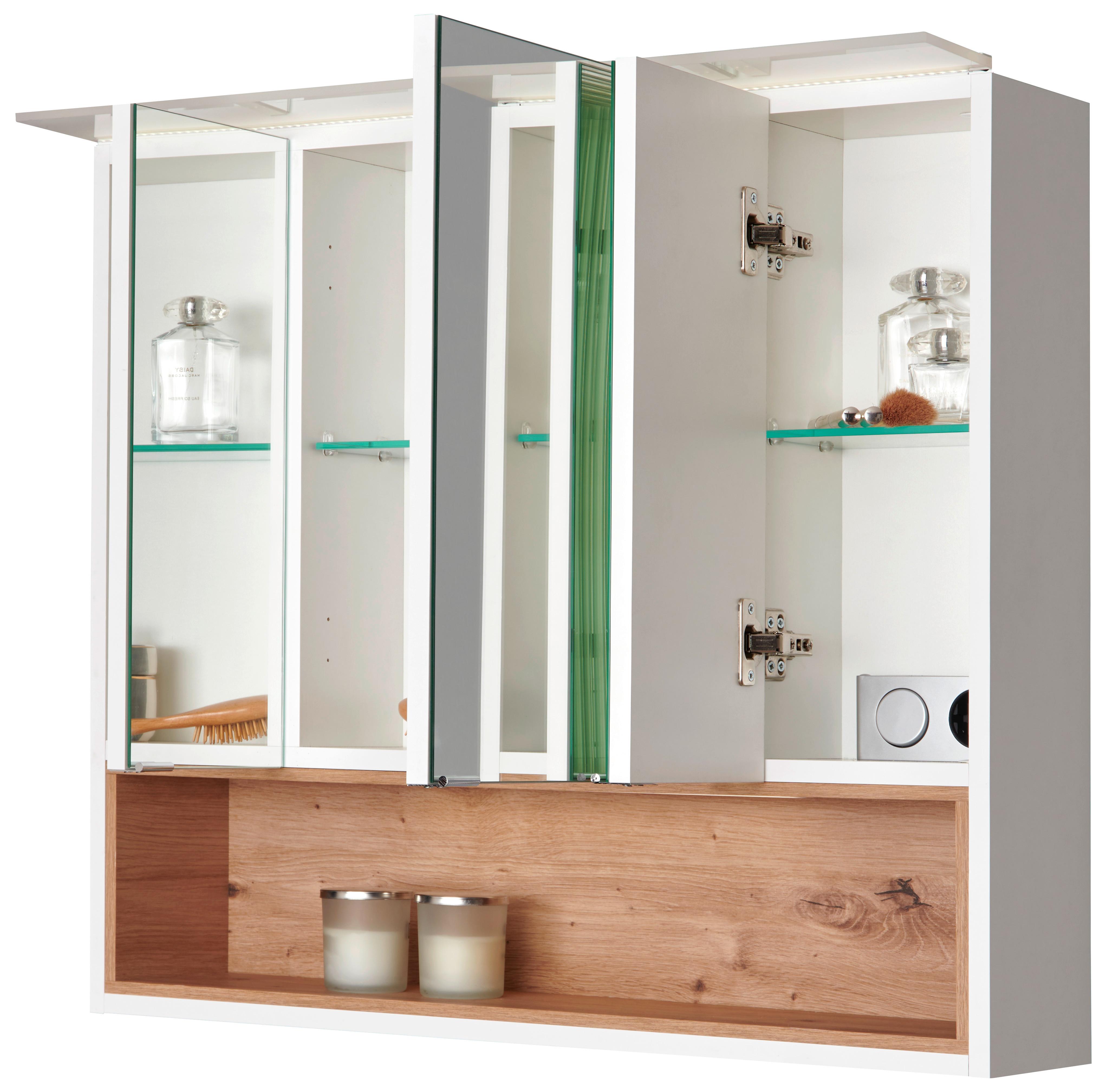 Spiegelschrank Mura mit Led 3-Türig BxHxT 80x71x26 cm