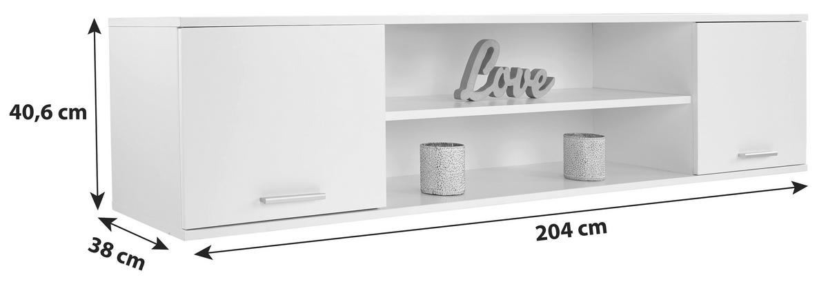 ZÁVĚSNÁ SKŘÍŇKA STAR - bílá/barvy stříbra, Konvenční, kompozitní dřevo/plast (204/40,6/38cm)