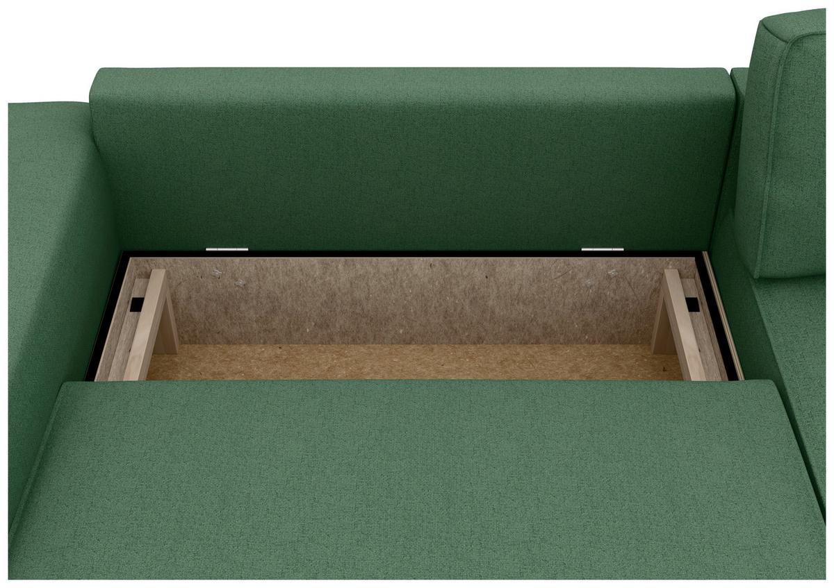 Ecksofa Chance, Grün S: 265x164 cm - Schwarz/Grün, MODERN, Textil (265/164cm) - Trendmanufaktur