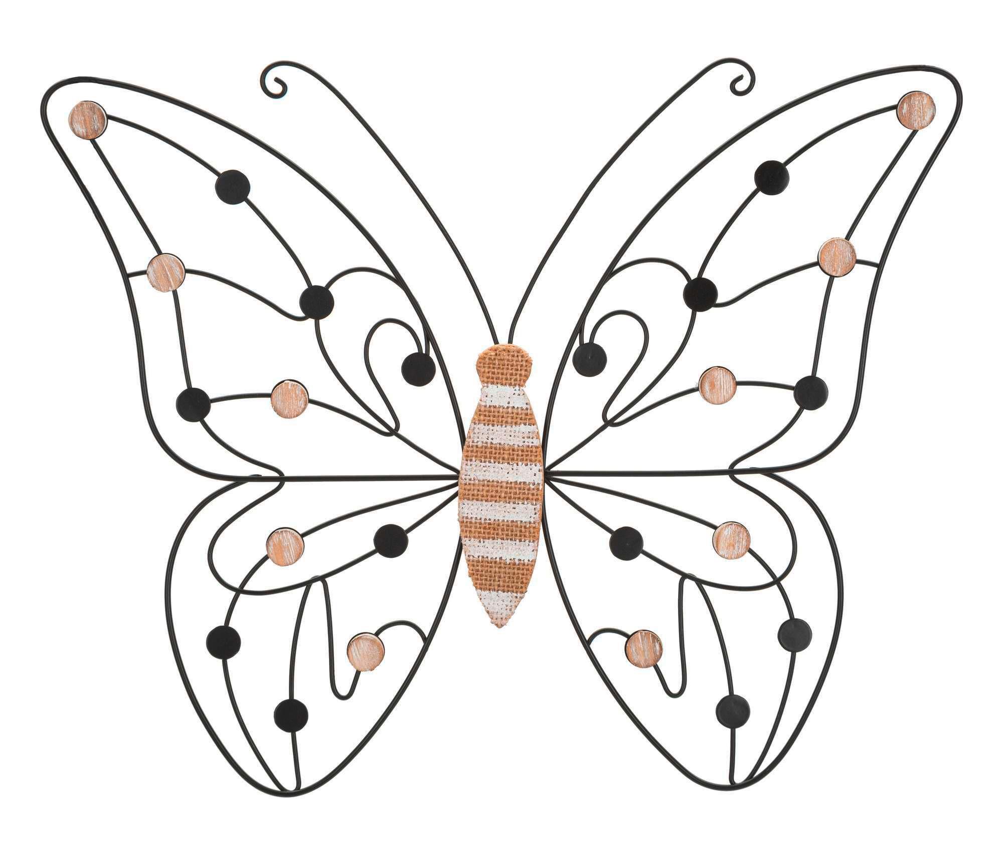 Wanddeko Schmetterling Braun Schwarz B: 33 cm - Schwarz/Braun, Basics, Holzwerkstoff/Metall (33/40/1.5cm)