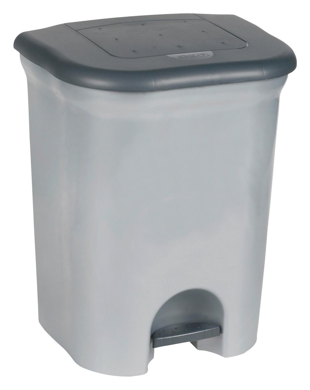 Mülleimer Torge + Deckel 2x10l Kunststoff BxHxT: 38x46x30 cm - Silberfarben/Schwarz, KONVENTIONELL, Kunststoff (37.5/46/29.5cm)