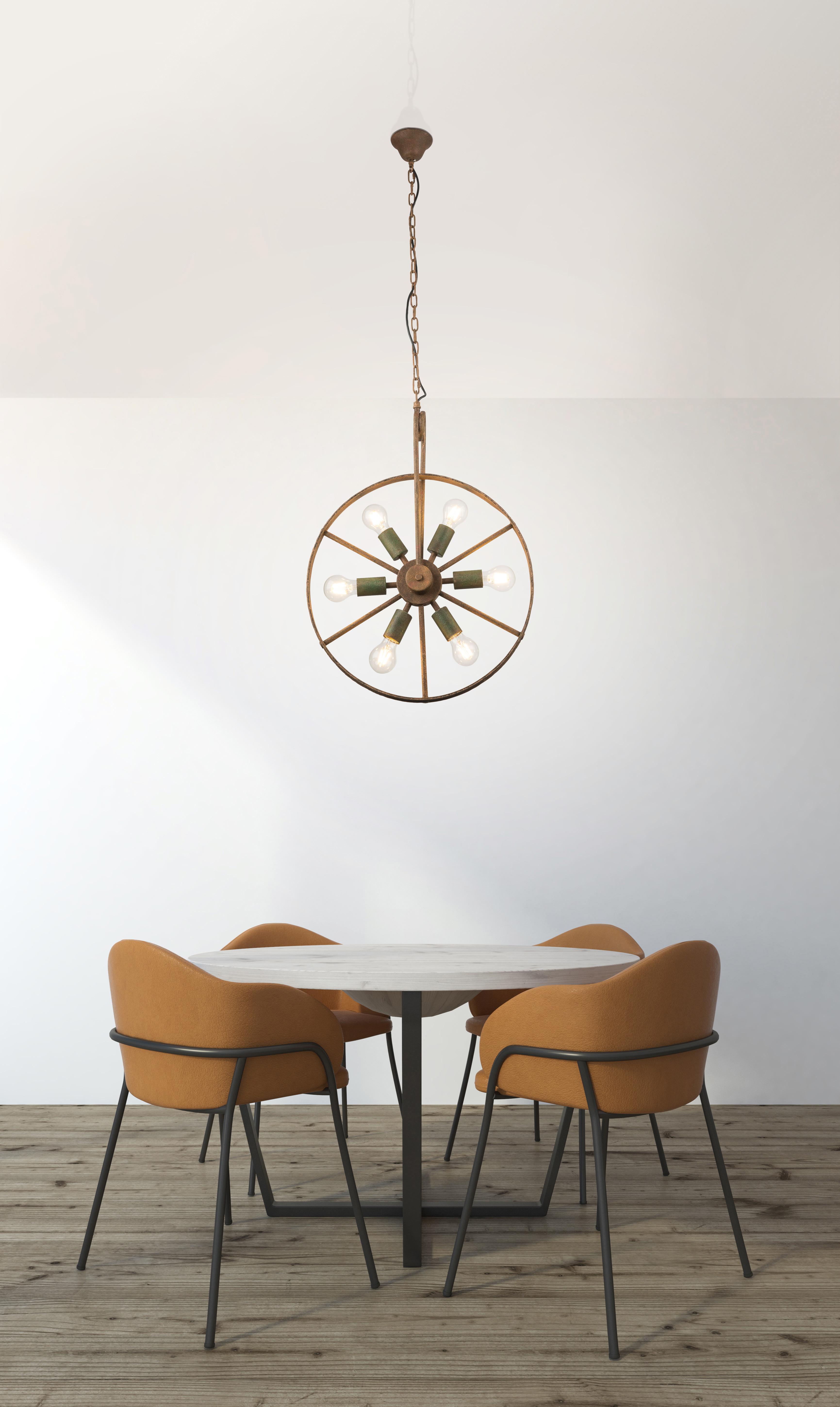 Hängeleuchte Maja H: 133 cm 6-Flammig Im Wagenrad-Design