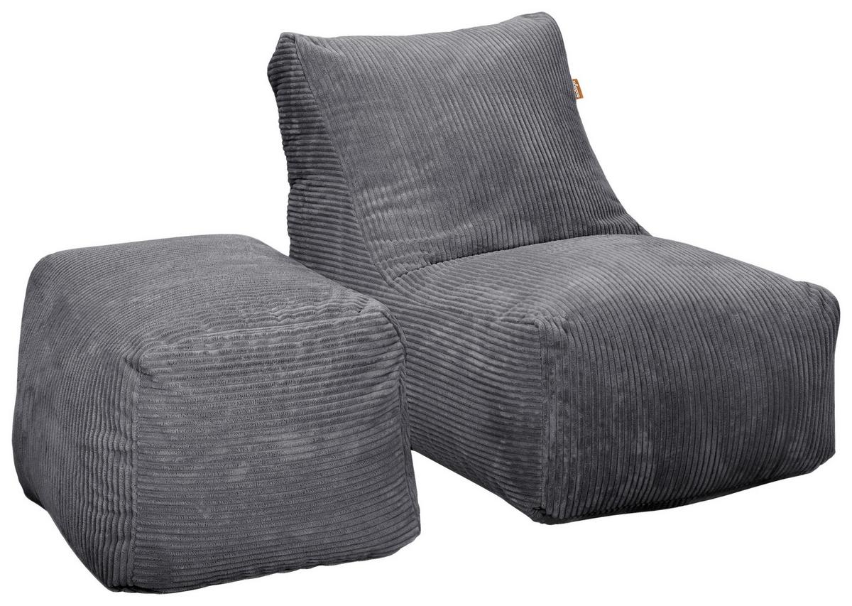Sitzsack Luno Cord grau, Indoor, B: 70cm - Grau, Basics, Textil (70/70/100cm)
