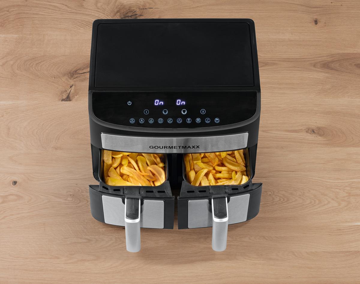 Heißluftfritteuse Zweikammernmodell - Silberfarben/Schwarz, LIFESTYLE, Kunststoff/Metall (39/36/31cm)