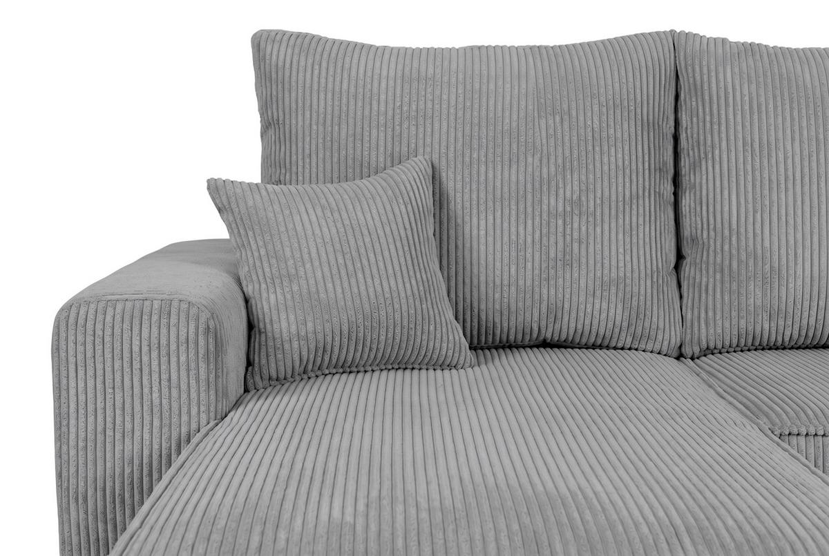 Sedací souprava SONJA U, oboustranná, šedý manšestr - šedá/černá, Design, kompozitní dřevo/textil (145/300/145cm) - Based