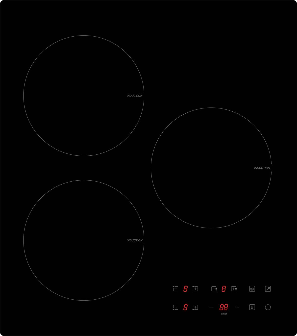 Induktionskochfeld Schwarz B: 45 cm - Schwarz, Basics, Glas (45/6/51cm) - PKM