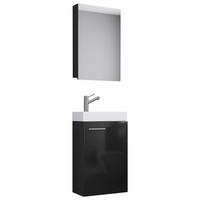 Badmöbel-set Gäste Wc 3-tlg. Slito B: 41 Cm Schwarz - Schwarz/Weiß, KONVENTIONELL, Keramik/Holzwerkstoff (41cm) - MID.YOU