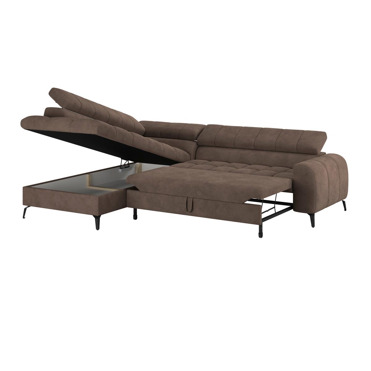 Ecksofa Volf Links New Braun, S: 203x261 Cm - Schwarz/Braun, Trend, Kunststoff/Textil (203/261cm)