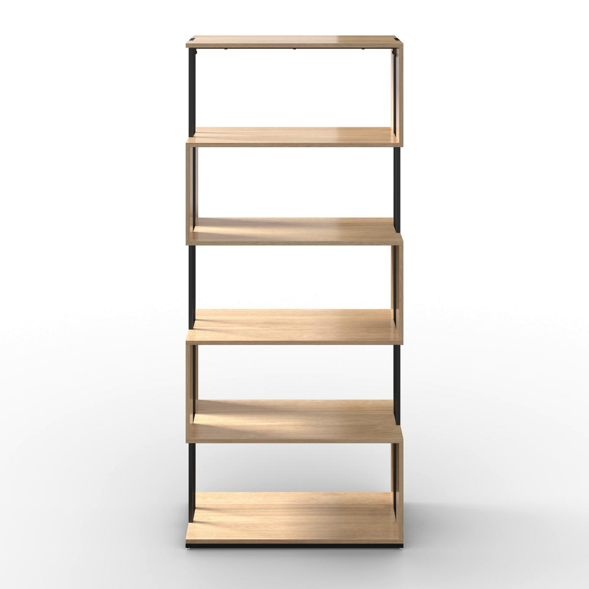 REGÁL FINN - černá/barvy dubu, Moderní, kov/kompozitní dřevo (80/185/35cm) - Bessagi Home