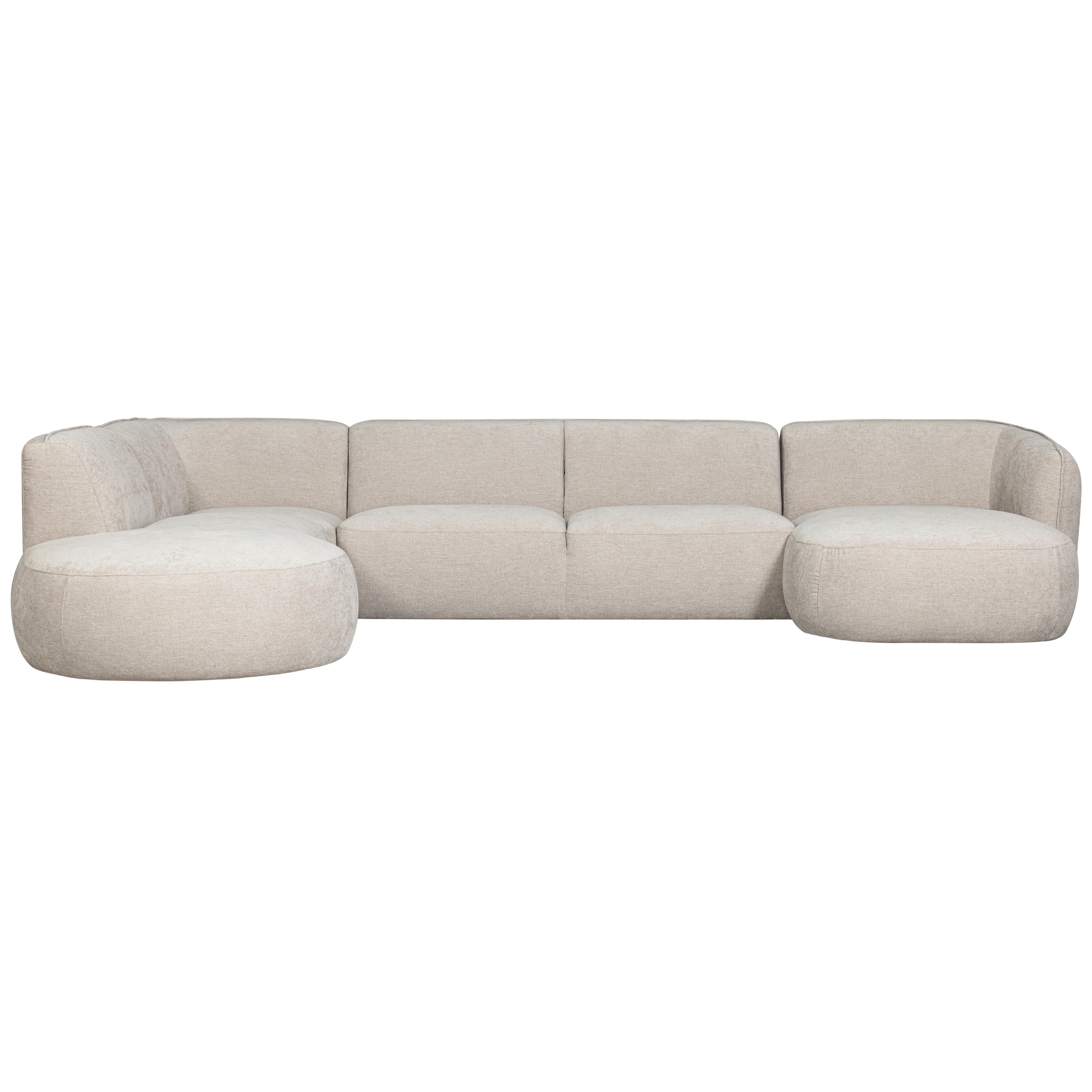 Ecksofa Polly Sandfarben U: 245x353x150cm - Sandfarben/Schwarz, Design, Textil (245/353/150cm) - Livetastic