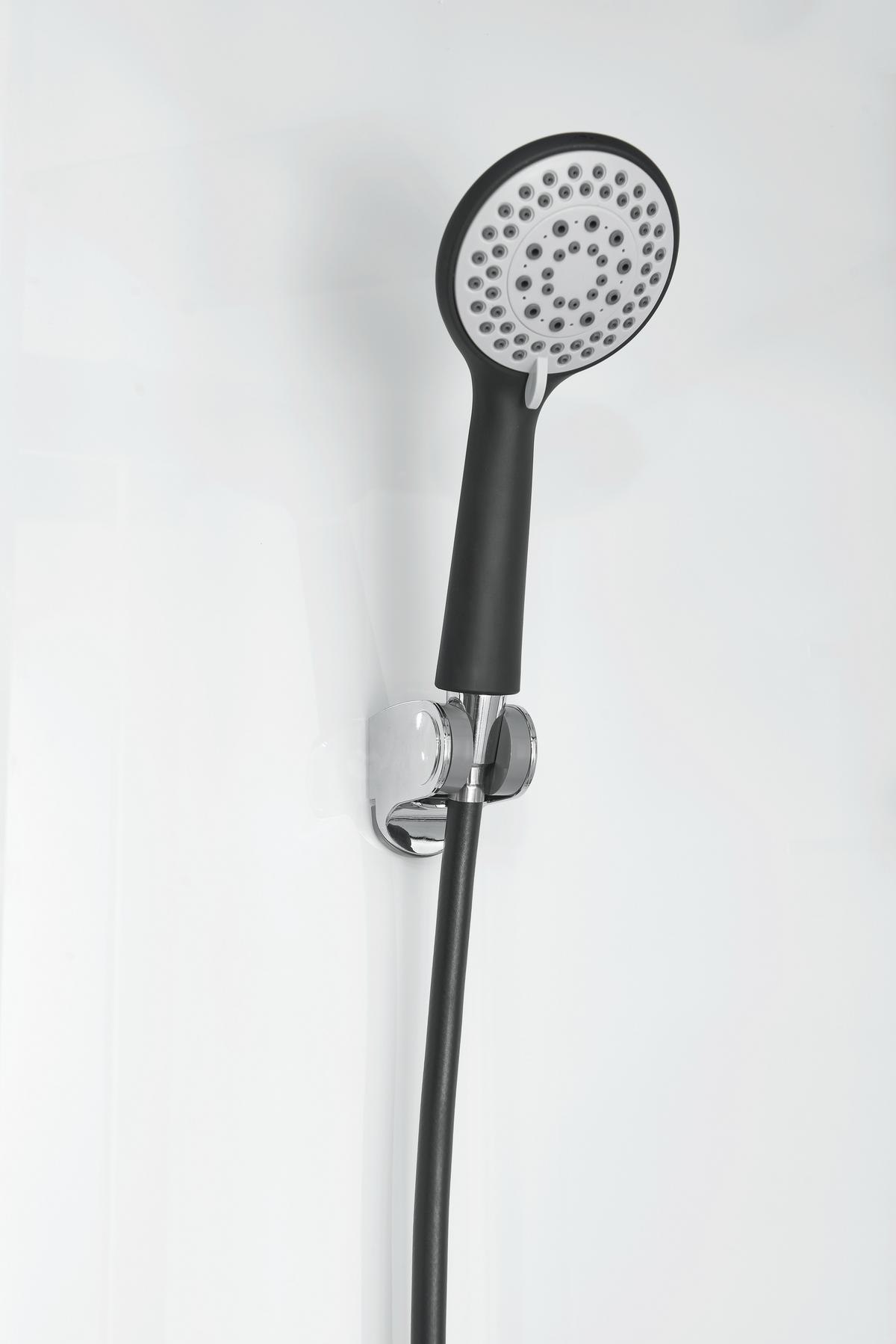 Sprchový kút s LED, Bluetooth, rádiom, čierna - priehľadné/čierna, Modern, sklo (90/90/225cm) - Sanotechnik