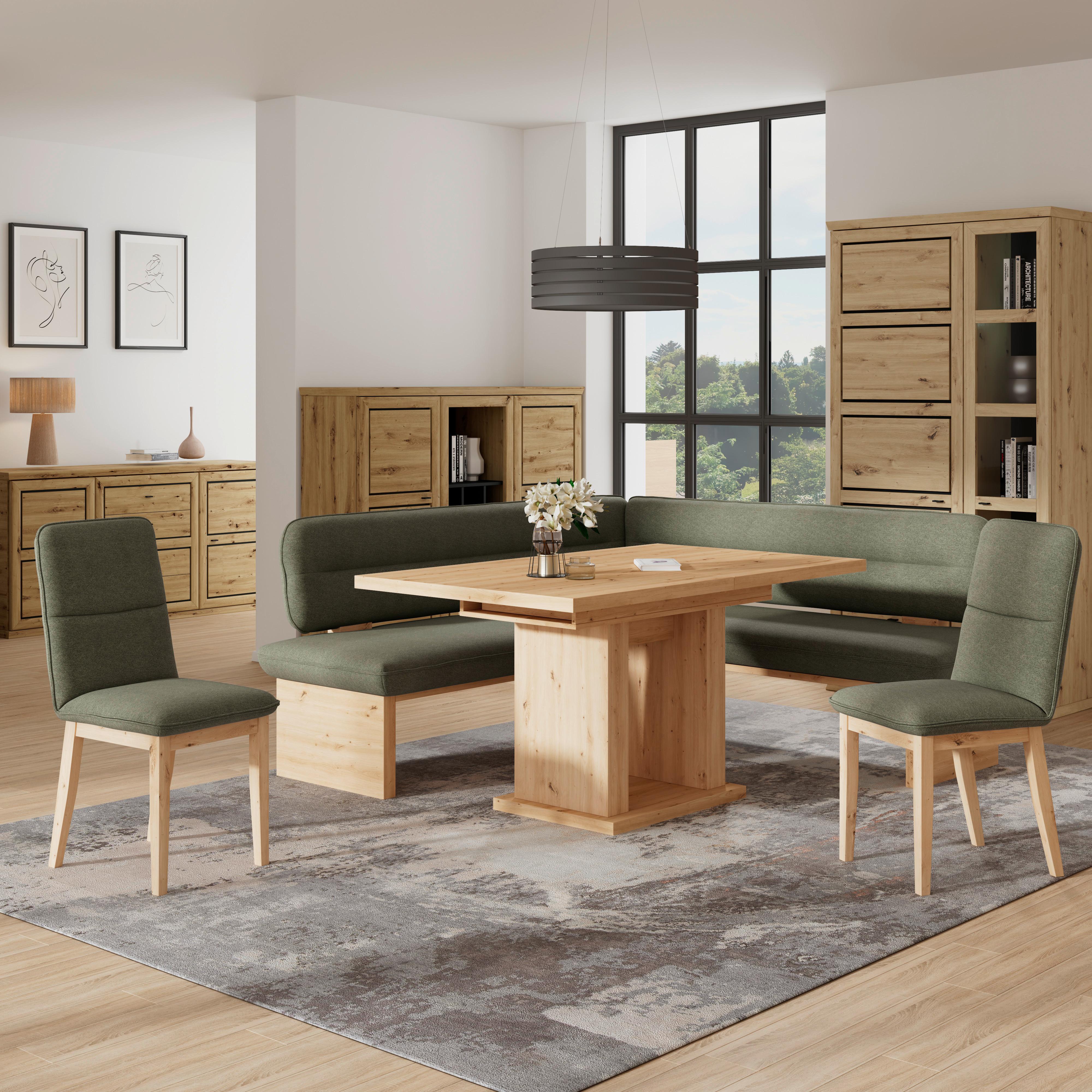 Eckbank Beluna Ii Webstoff Grün, B: 232cm - Eichefarben/Grün, KONVENTIONELL, Holz/Textil (232/170cm) - James Wood