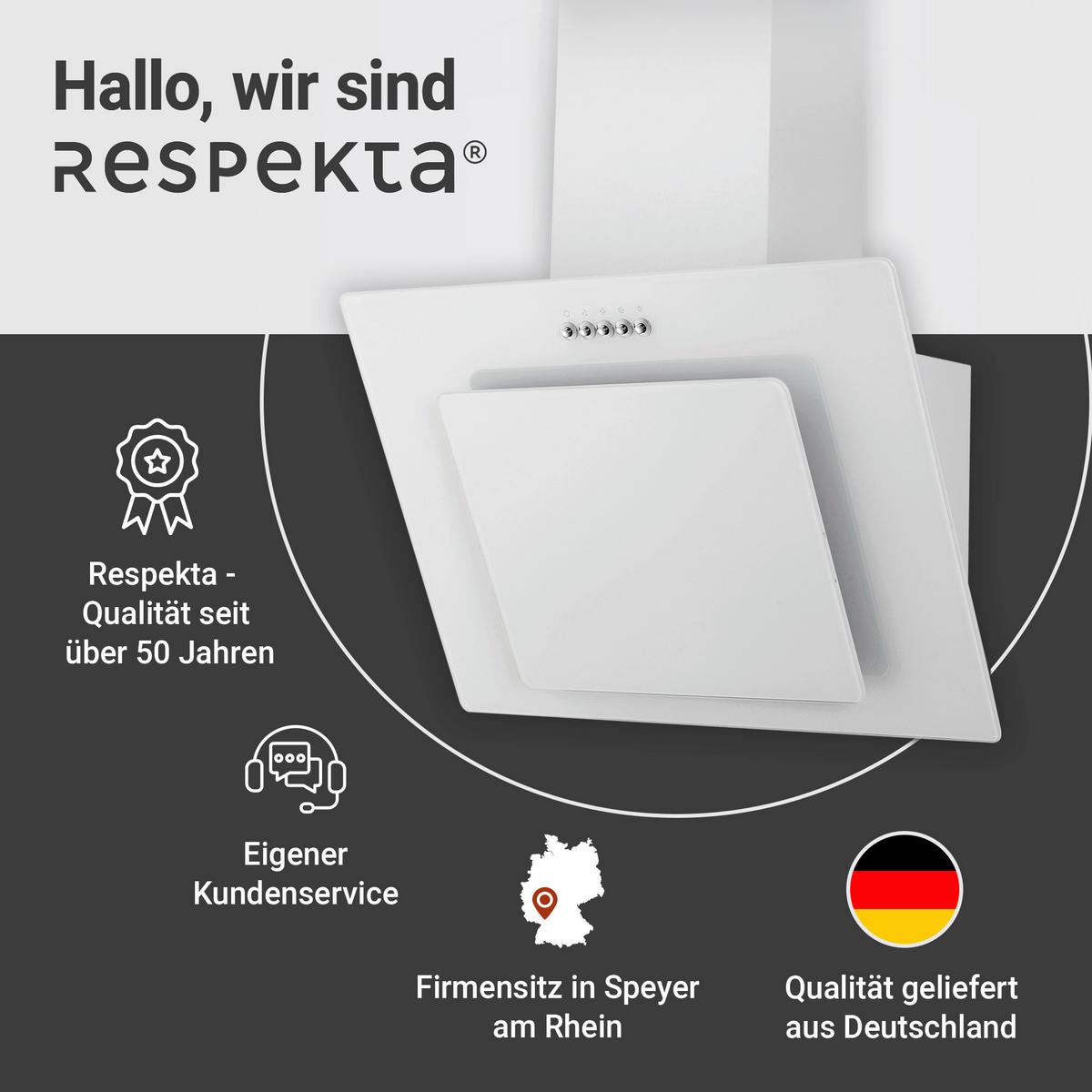 Dusntabzugshaube Leila Weiß B: 59,8 Cm, Led - Weiß, Trend, Glas/Metall (59,8/72,7-110,7/30,5cm) - Respekta