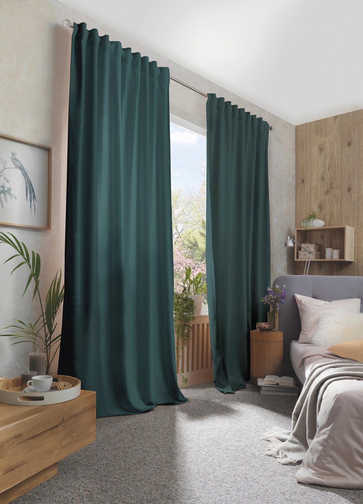 Fertigvorhang Wolly Petrol B: 135 cm - Petrol, Basics, Textil (135/160cm) - Schmidt W. Gmbh