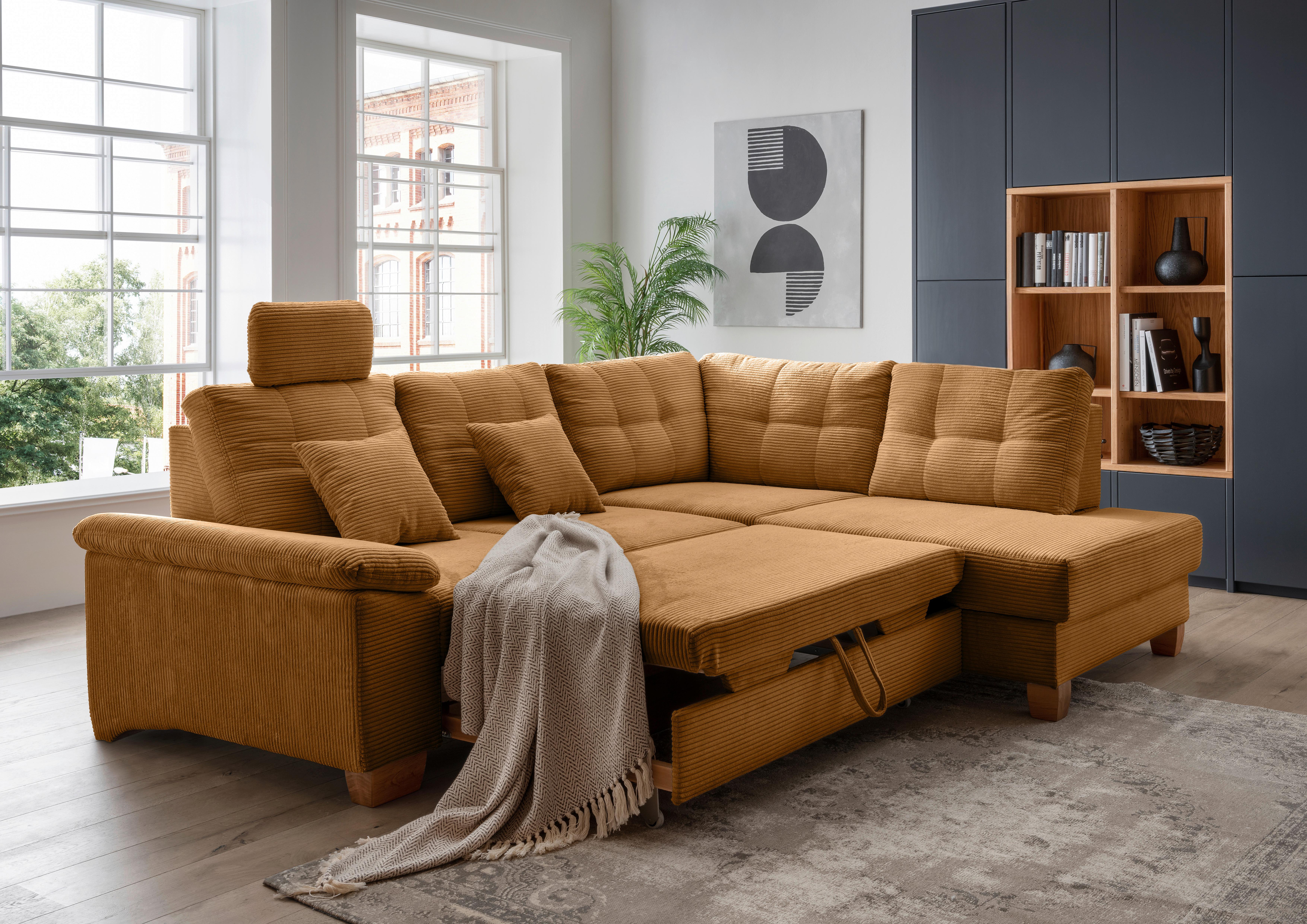 Ecksofa Brizzini Goldfarben S: 274x206 Cm - Goldfarben/Naturfarben, MODERN, Textil (274/206cm) - Livetastic
