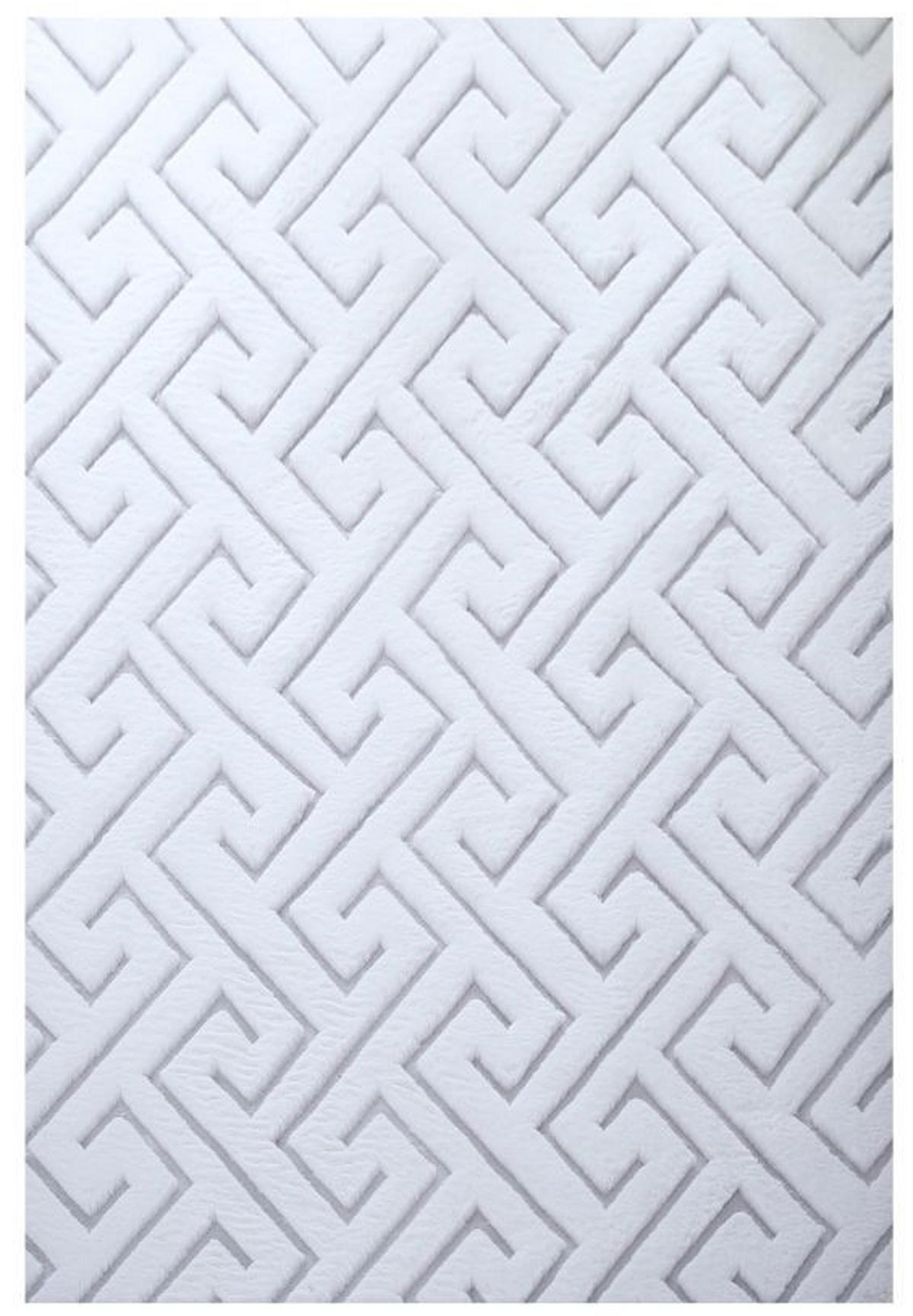 Kožušinový koberec 3D 140x200 cm - biely/strieborný - biela/svetlosivá, Design, textil (140/200cm)