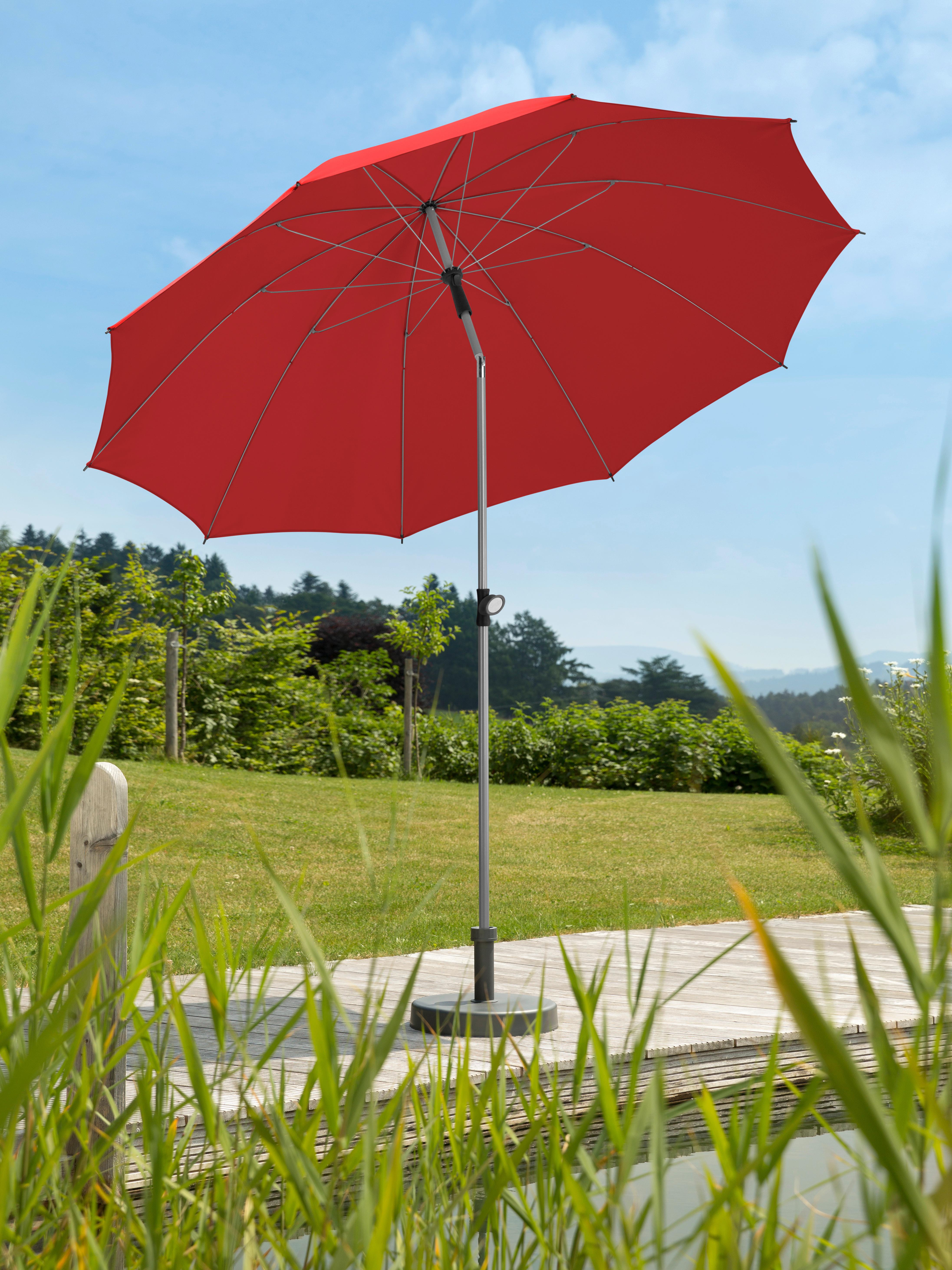 Sonnenschirm Locarno BxHxT: 220x231x220 cm Rot - Rot/Silberfarben, Basics, Textil/Metall (220/231/220cm) - Schneider