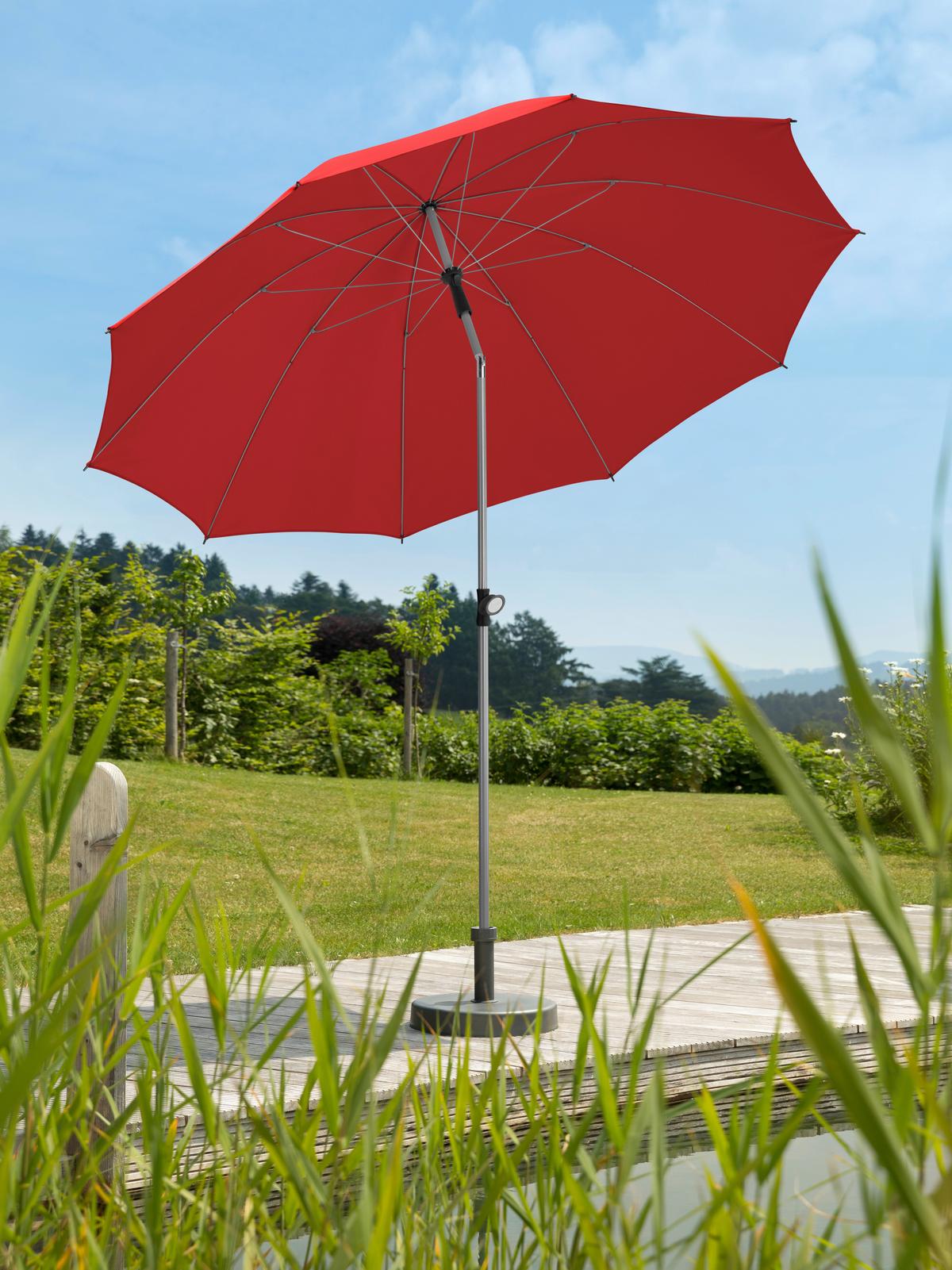 Sonnenschirm Locarno BxHxT: 220x231x220 cm Rot - Rot/Silberfarben, Basics, Textil/Metall (220/231/220cm) - Schneider