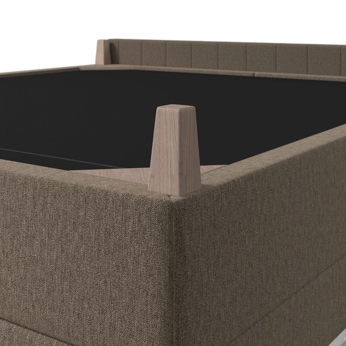 Boxspringová posteľ OLIVIA 180x200, s topperom, hnedá - hnedá/farba duba, Modern, drevo/textil (180/200cm) - Bessagi Home