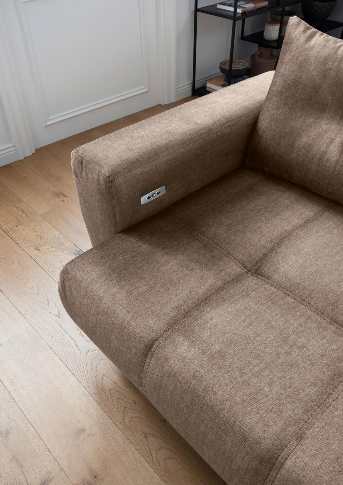 Ecksofa Restato Hellbraun S: 246x177 cm - Hellbraun/Schwarz, MODERN, Textil (246/177cm) - MID.YOU