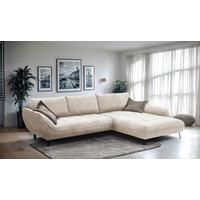 Ecksofa Biarritz, Beige, Braun Schenkel: 324x205 cm - Hellbraun/Beige, Design, Textil (324/205cm) - Livetastic
