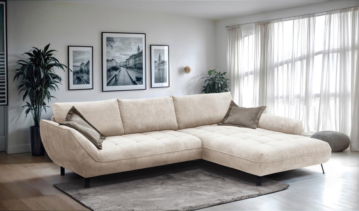 Ecksofa Biarritz, Beige, Braun Schenkel: 324x205 cm - Hellbraun/Beige, Design, Textil (324/205cm) - Livetastic