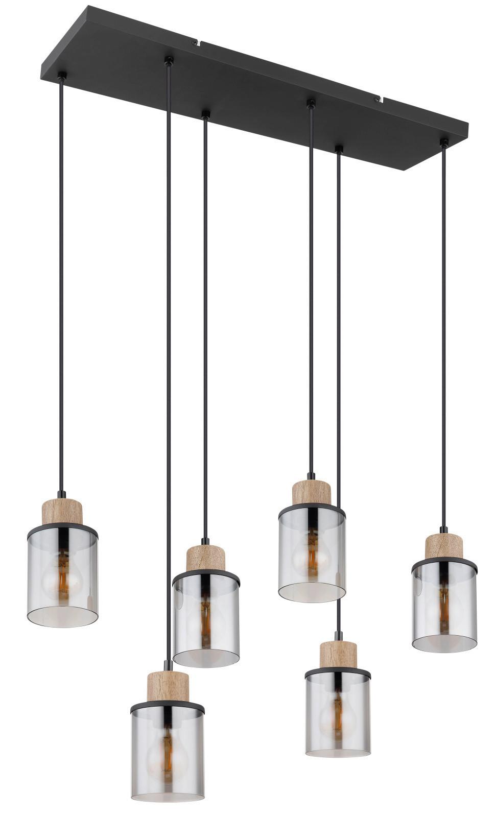 Függőlámpa 15707-6h Reid - sötétbarna/fekete, Design, műanyag/üveg (62/18/120cm) - Globo