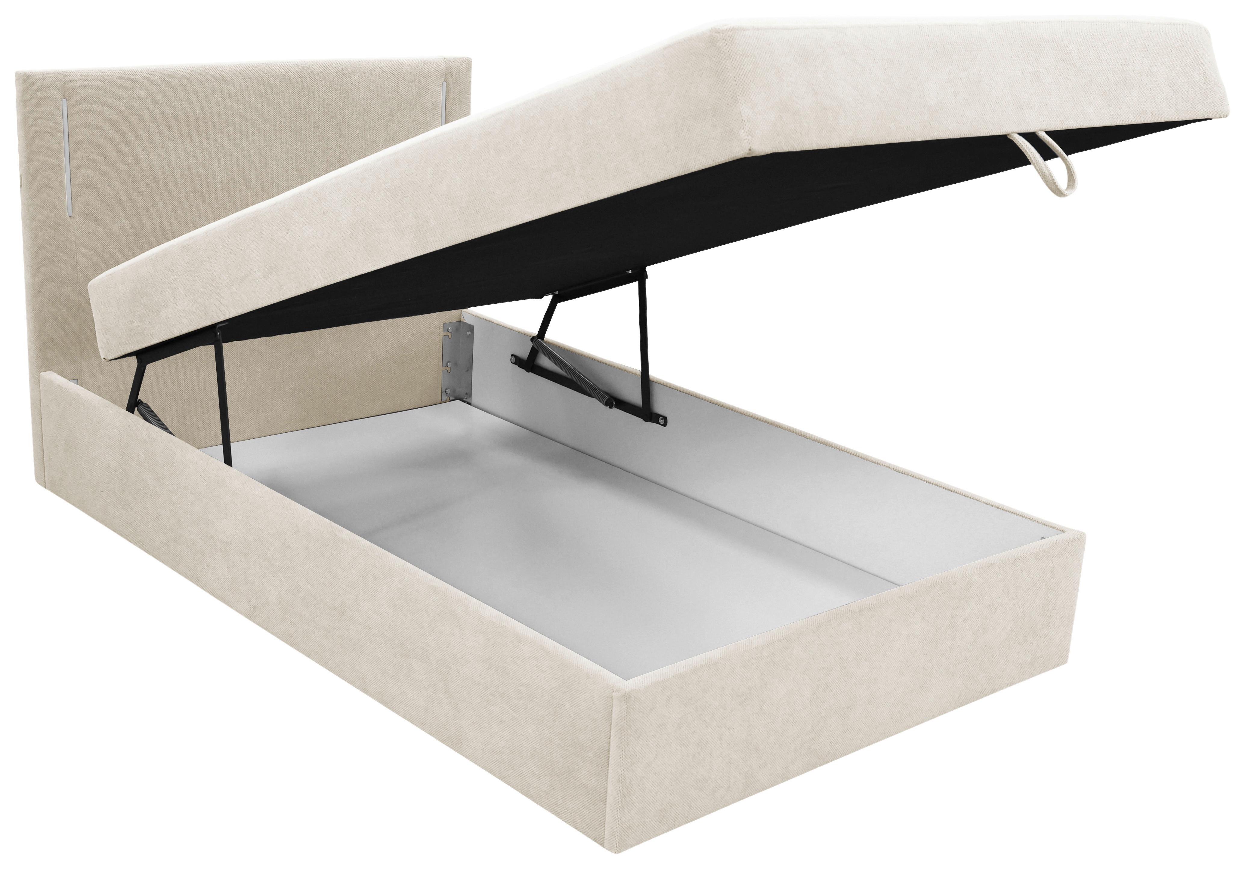 Boxbett Carlos 120 Beige B: 121 cm - Beige/Schwarz, Basics, Holzwerkstoff/Textil (121/110/210cm) - Livetastic