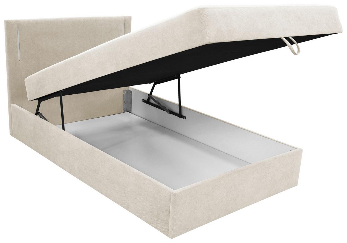 Boxbett mit Bettkasten 120x200 cm Beige Carlos - Beige/Schwarz, Basics, Holzwerkstoff/Textil (121/110/210cm) - Livetastic