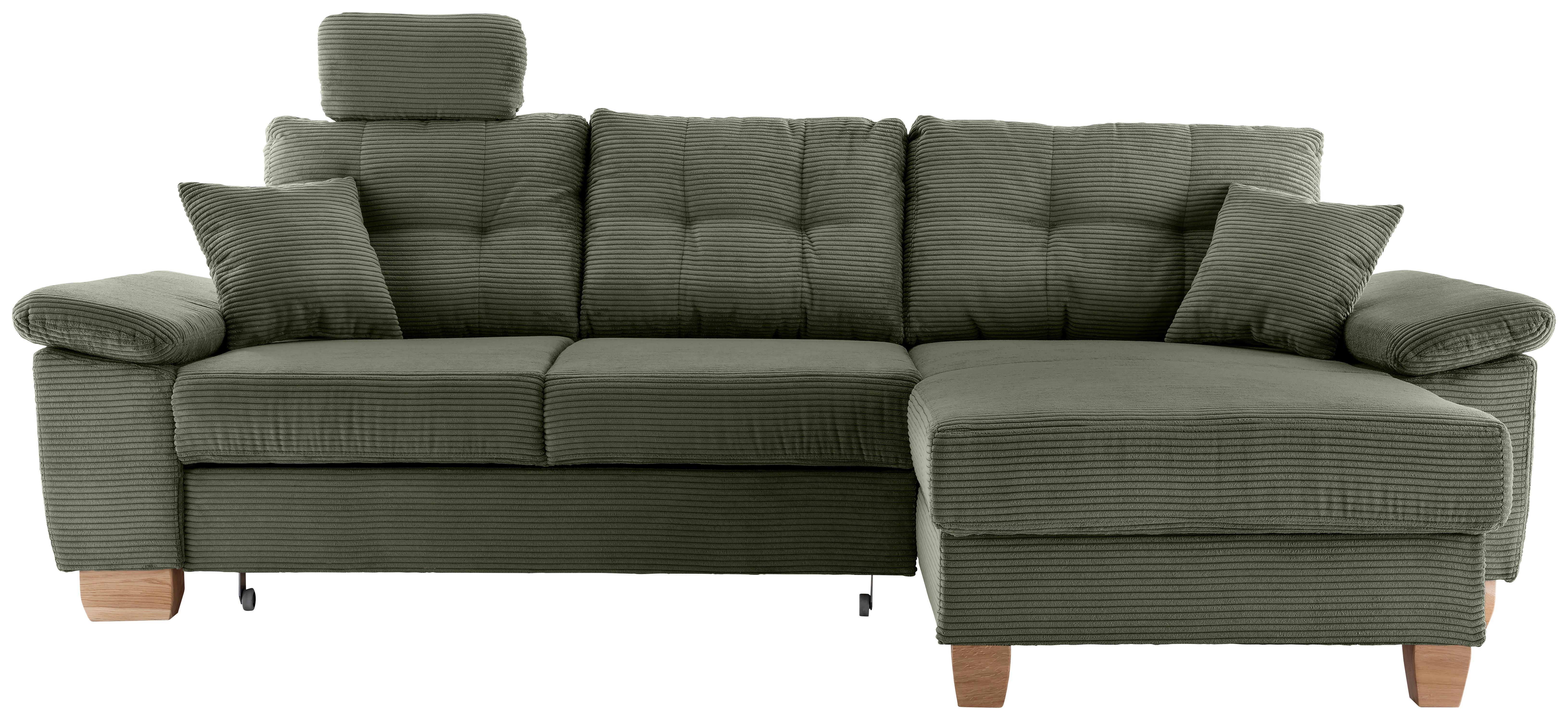 Ecksofa Brizzini Dunkelgrün S: 270x176 cm - Dunkelgrün/Naturfarben, MODERN, Textil (270/176cm) - Livetastic