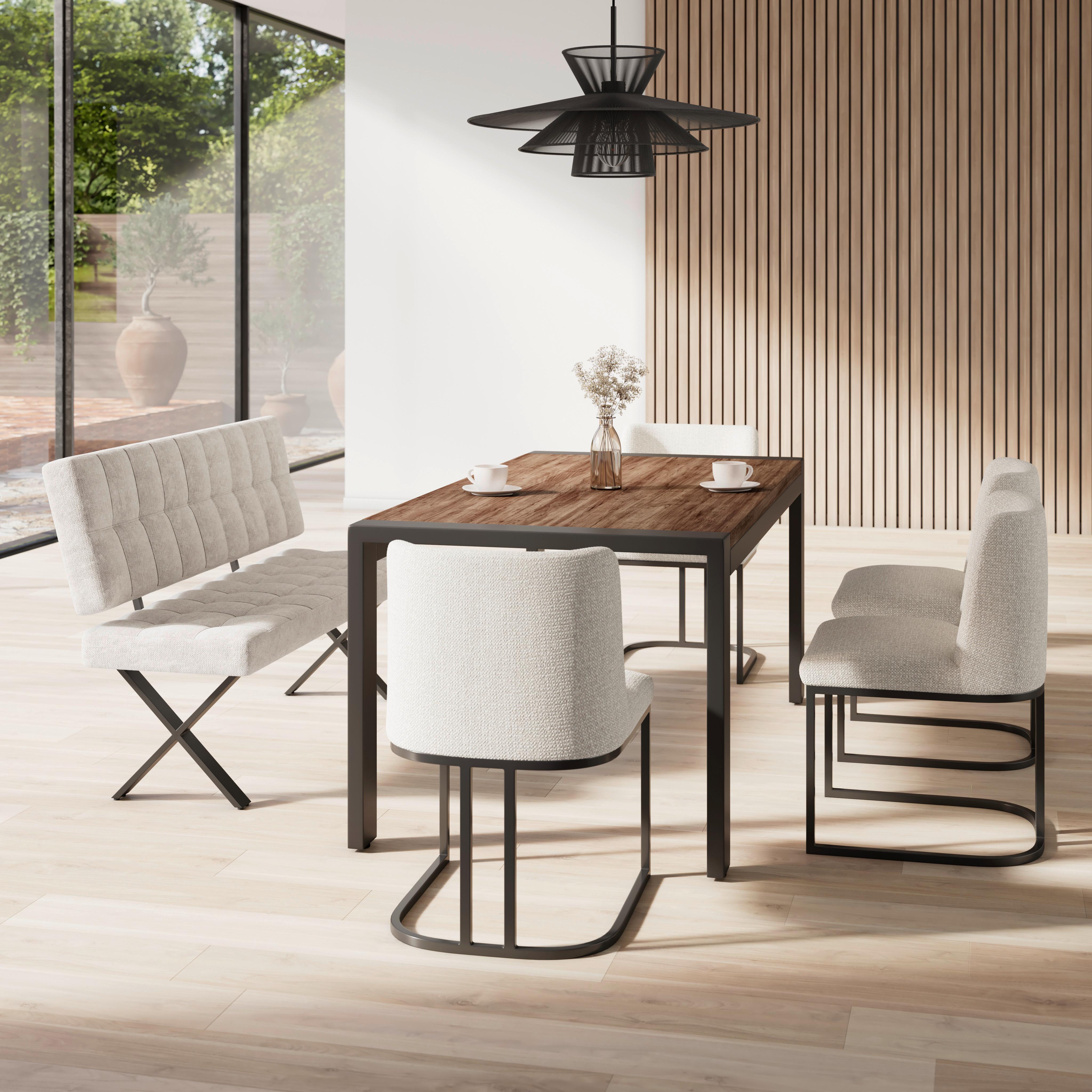 SEDACÍ LAVICE NOVA - černá/světle šedá, Moderní, kov/dřevo (140/97/64cm) - Bessagi Home