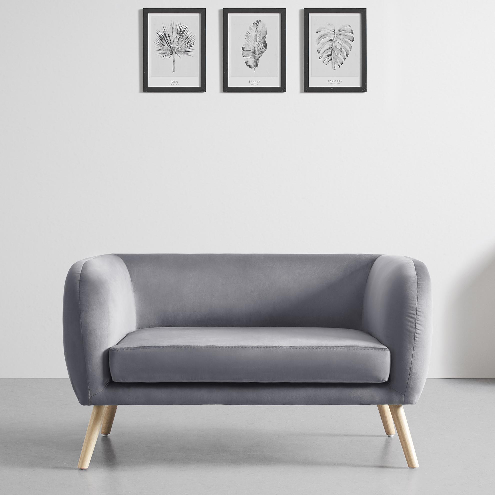 Malá pohovka BRUNO, šedá - šedá/barvy dubu, Moderní, dřevo/textil (124/68/71cm) - Bessagi Home