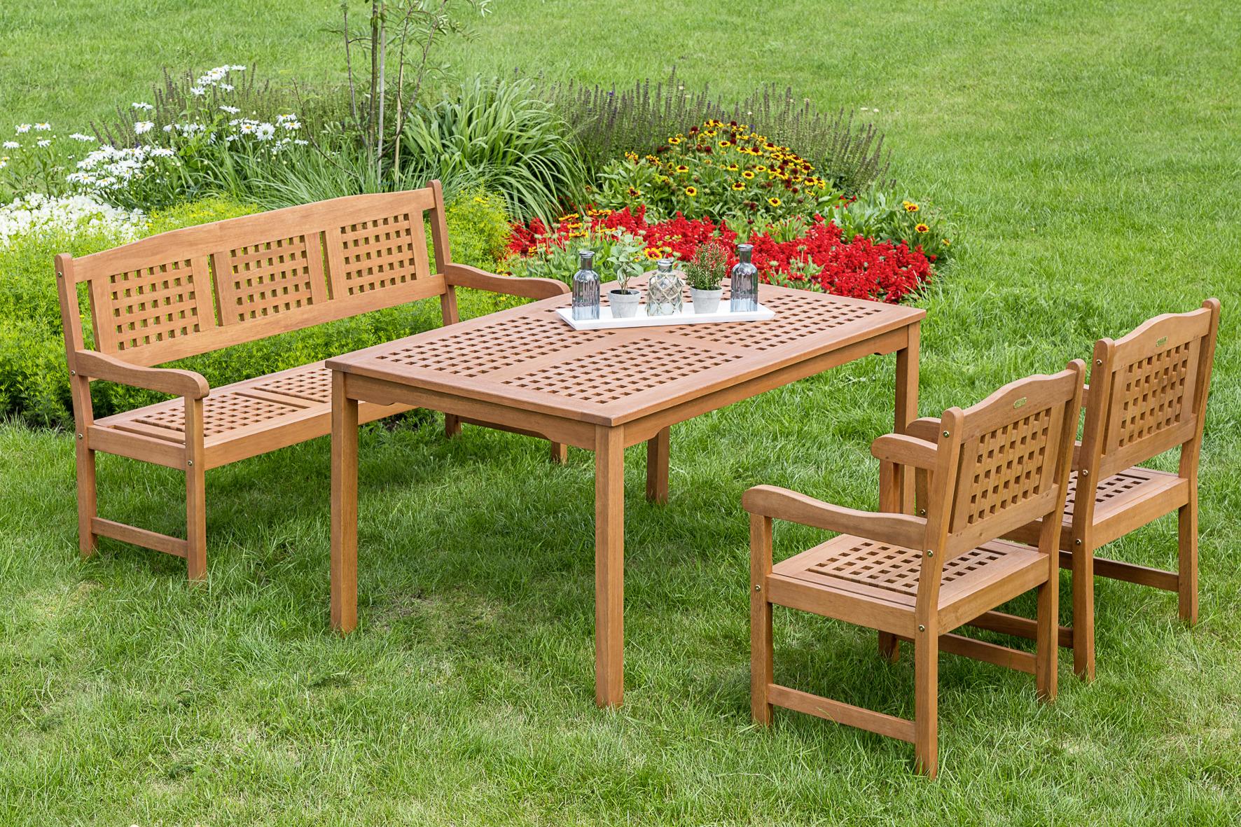 Gartenbank LIMA aus Eukalyptusholz in Naturfarben