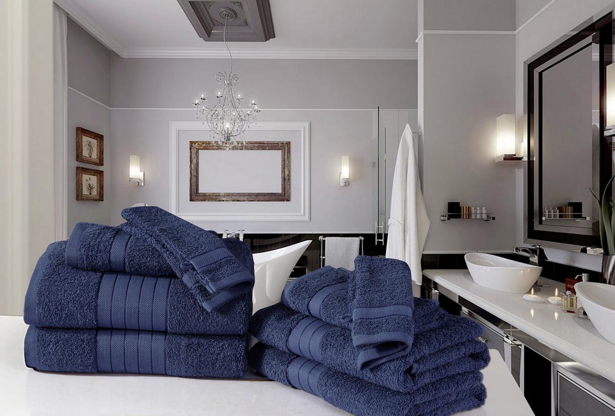 Frottierset 8-Teilig, Dunkelblau - Blau, Basics, Textil