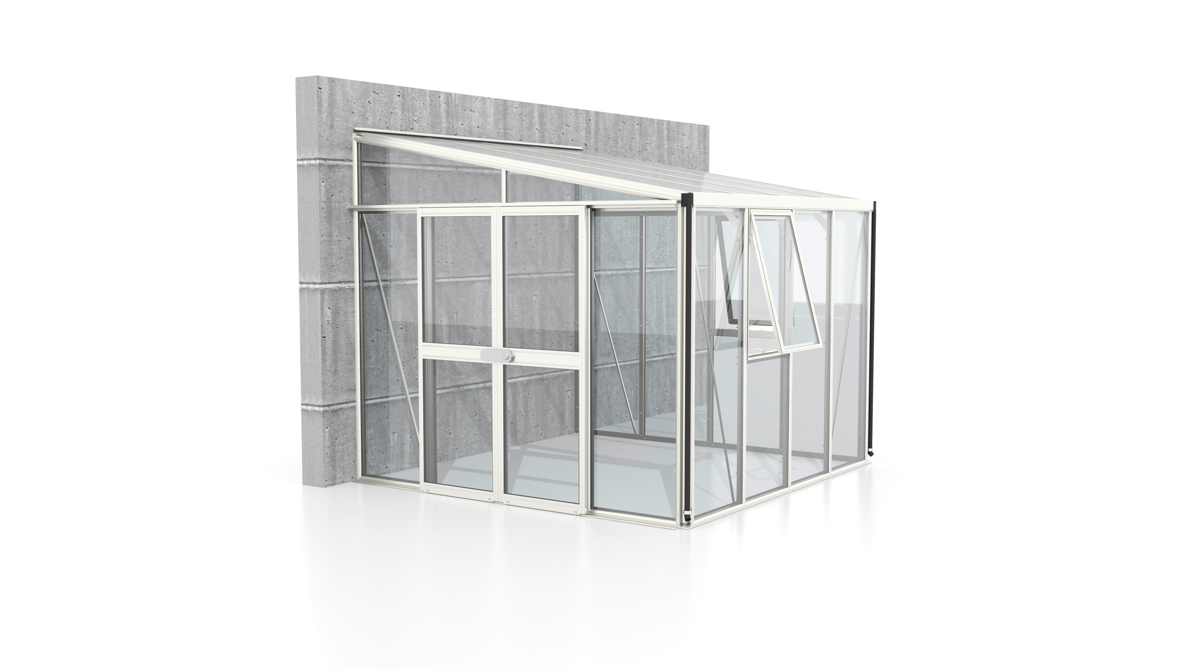 Anlehn-gewächshausbausatz Athena 7000 Esg/hkp, Weiss - Weiß, Basics, Glas/Kunststoff (265,9/238,8/271,4cm)
