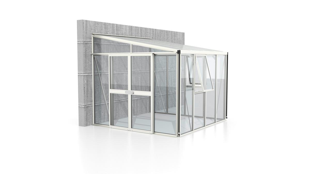 Anlehn-gewächshausbausatz Athena 7000 Esg/hkp, Weiss - Weiß, Basics, Glas/Kunststoff (265,9/238,8/271,4cm)