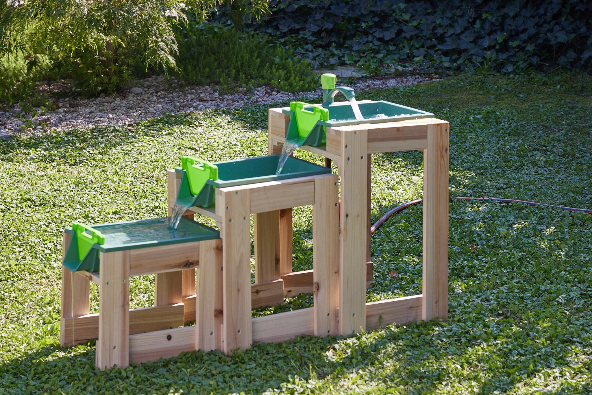 Wasserbahn 3--Teilig. Naturfarben/Grün - Naturfarben/Grün, Basics, Holz/Kunststoff (85/39/50cm) - Ondega