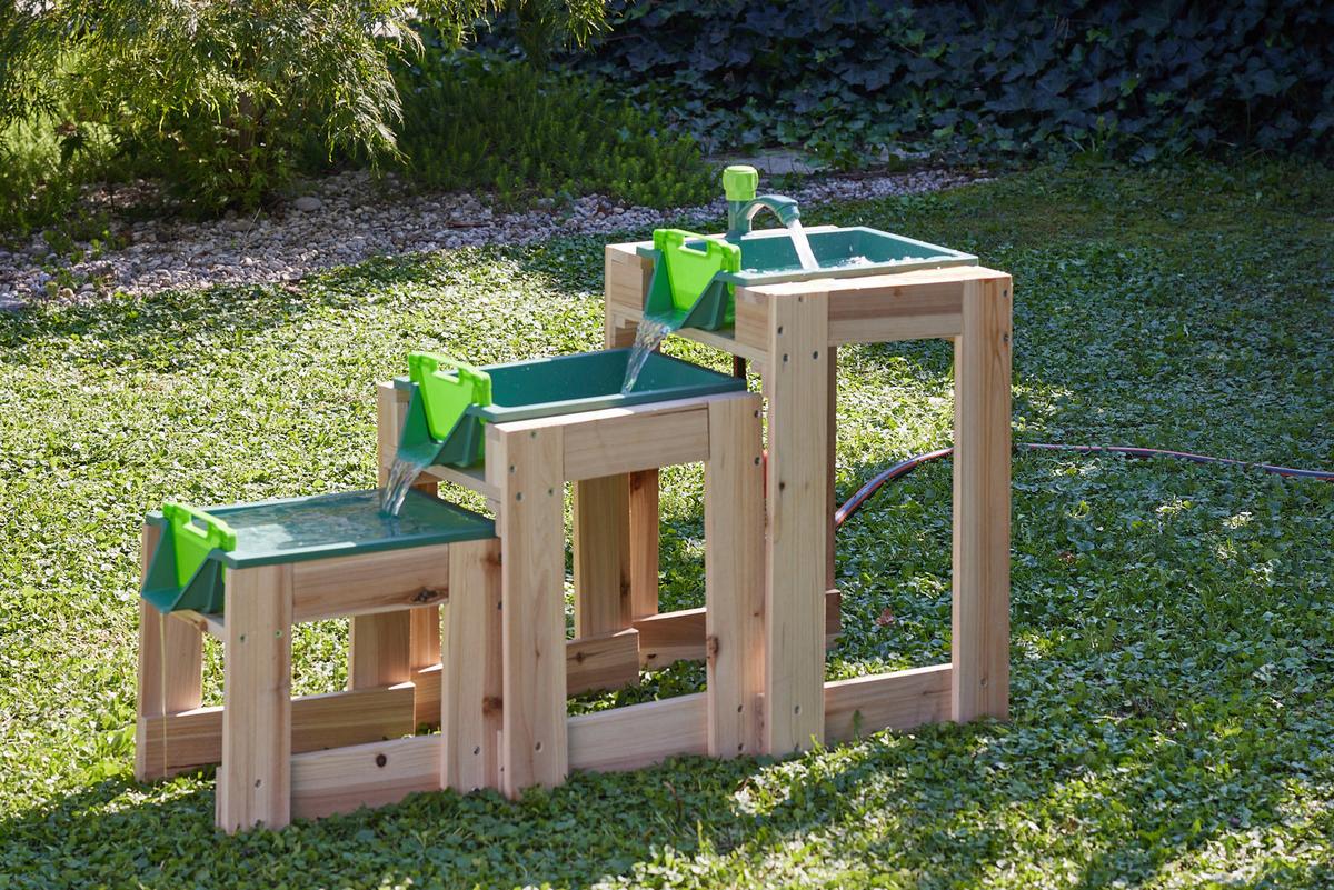 Wasserbahn 3--Teilig. Naturfarben/Grün - Naturfarben/Grün, Basics, Holz/Kunststoff (85/39/50cm) - Ondega