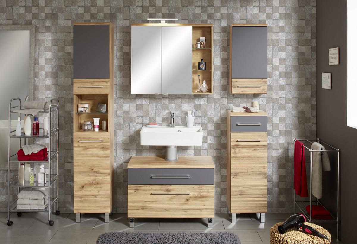 SPODNÁ SKRINKA FLOAT - farba duba/antracitová, Modern, kov/kompozitné drevo (35/106/33cm) - Premium Living