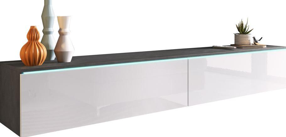 Tv-lowboard B: 180 Cm Anthrazit/weiß Hochglanz